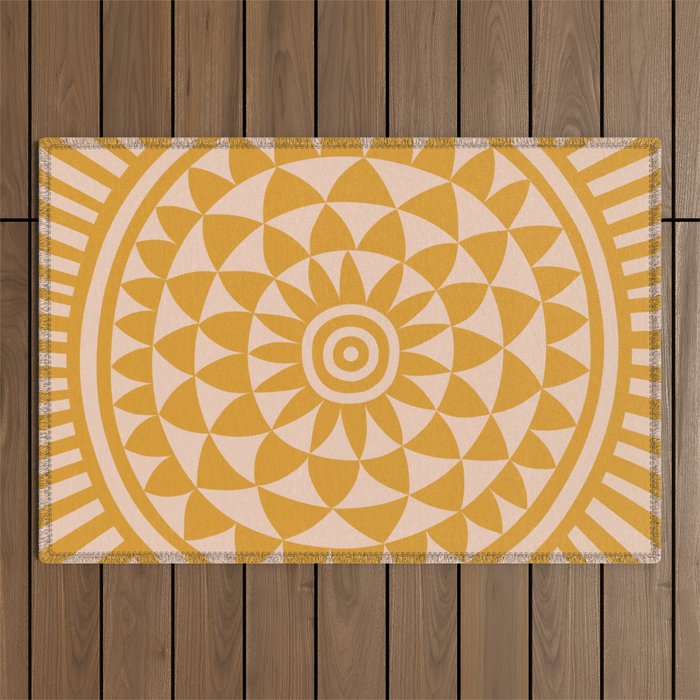 Geometric Yellow Sun  Outdoor Rug Gallery Image 1