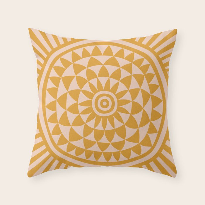 Geometric Yellow Sun  Throw Pillow Gallery Image 6