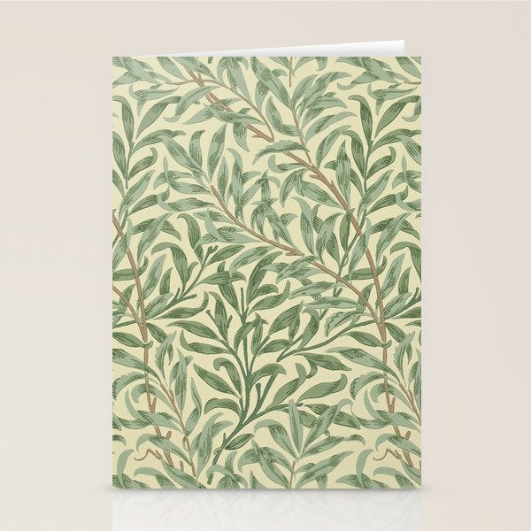 William Morris Willow Bough Green Cream Vintage Pattern Stationery Card Gallery Image 2