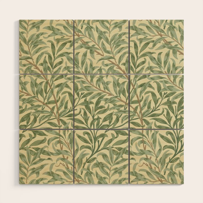 William Morris Willow Bough Green Cream Vintage Pattern Wood Wall Art Gallery Image 1