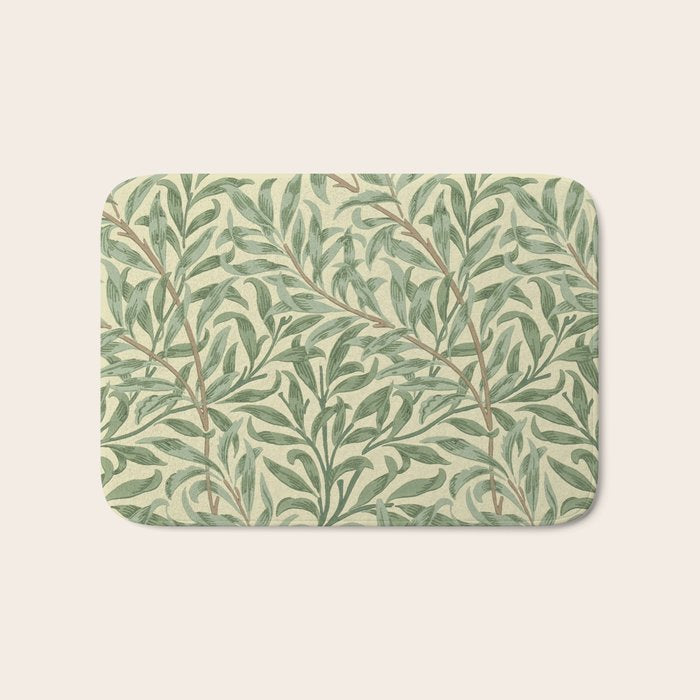 William Morris Willow Bough Green Cream Vintage Pattern Bath Mat Gallery Image 1