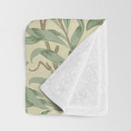 William Morris Willow Bough Green Cream Vintage Pattern Throw Blanket Gallery Image 3