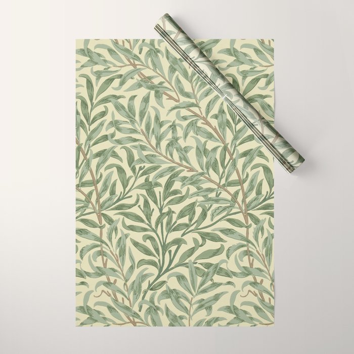 William Morris Willow Bough Green Cream Vintage Pattern Wrapping Paper Gallery Image 1