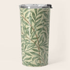 William Morris Willow Bough Green Cream Vintage Pattern Travel Mug Gallery Image 2