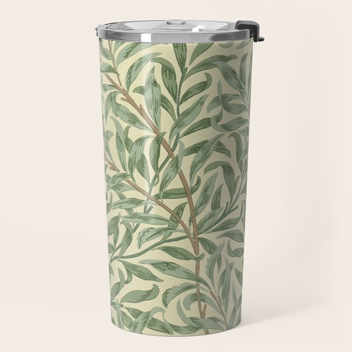 William Morris Willow Bough Green Cream Vintage Pattern Travel Mug Gallery Image 2