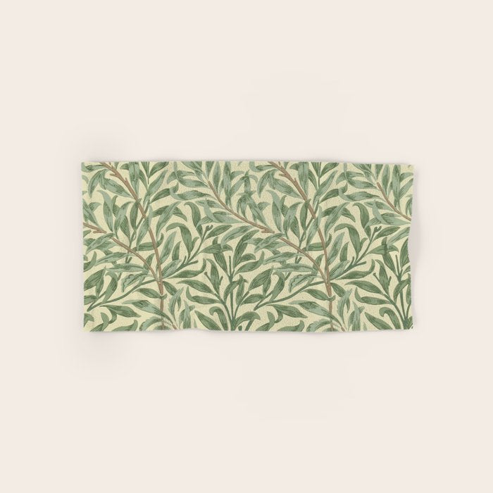William Morris Willow Bough Green Cream Vintage Pattern Bath Towel Gallery Image 1