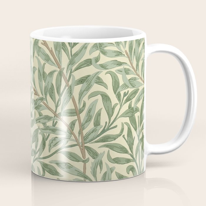 William Morris Willow Bough Green Cream Vintage Pattern Coffee Mug Gallery Image 1
