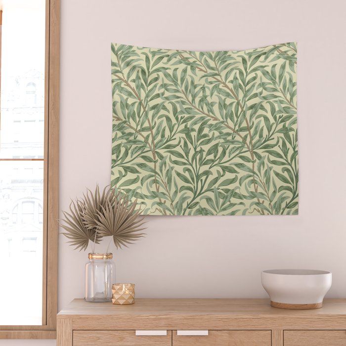 William Morris Willow Bough Green Cream Vintage Pattern Wall Tapestry Gallery Image 2