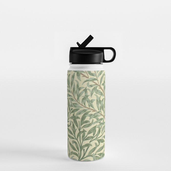 William Morris Willow Bough Green Cream Vintage Pattern Water Bottle Gallery Image 1