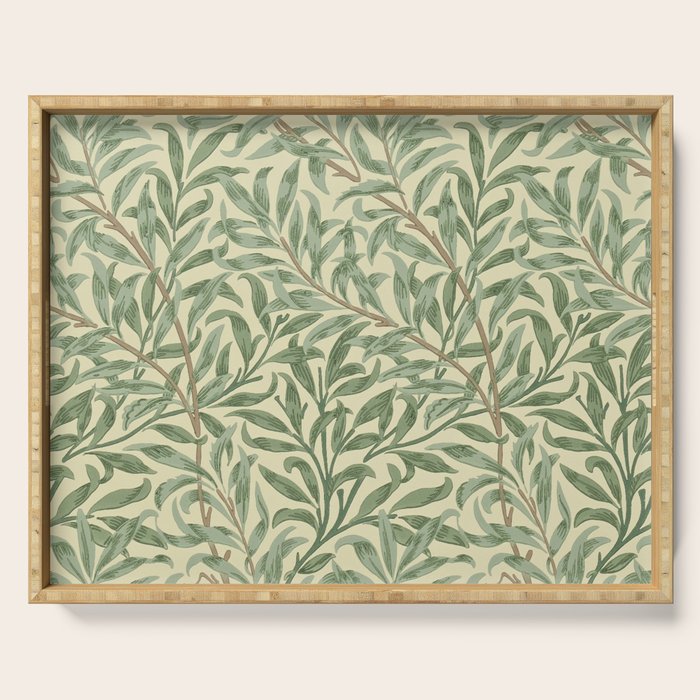 William Morris Willow Bough Green Cream Vintage Pattern Serving Tray Gallery Image 1