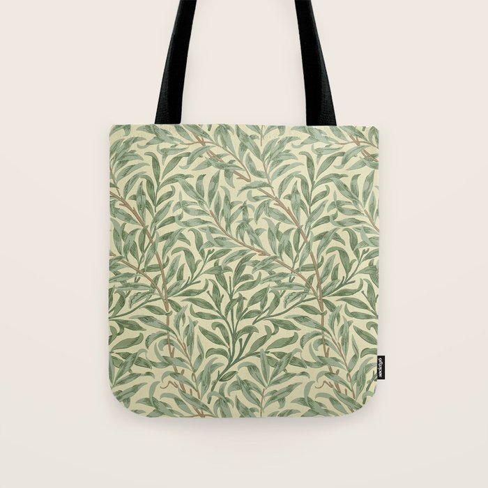 William Morris Willow Bough Green Cream Vintage Pattern Tote Bag Gallery Image 1