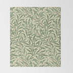 William Morris Willow Bough Green Cream Vintage Pattern Throw Blanket Gallery Image 2
