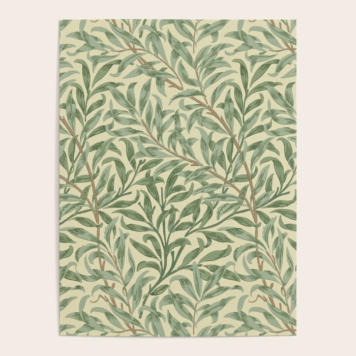 William Morris Willow Bough Green Cream Vintage Pattern Poster Gallery Image 4