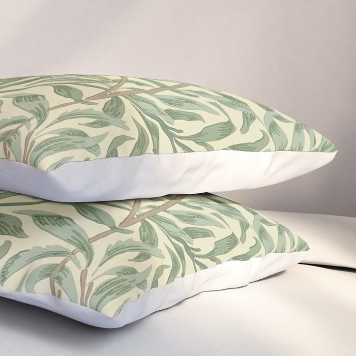 William Morris Willow Bough Green Cream Vintage Pattern Pillow Sham Gallery Image 3