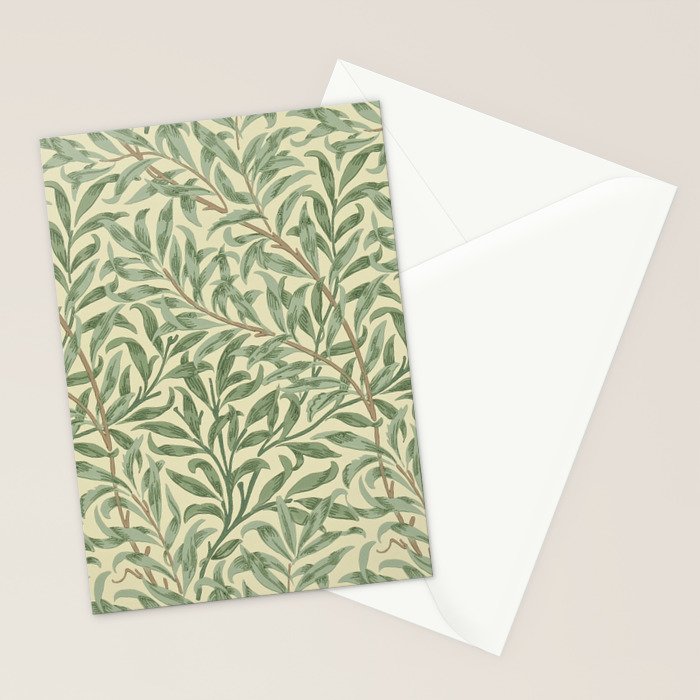 William Morris Willow Bough Green Cream Vintage Pattern Stationery Card Gallery Image 2