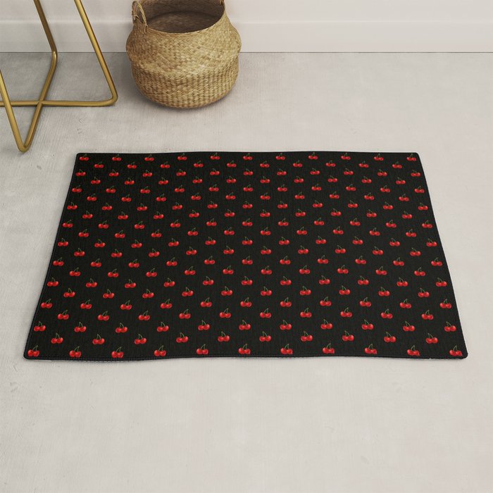 Y2K Cherries - Black Pattern Miniature Rug Gallery Image 1