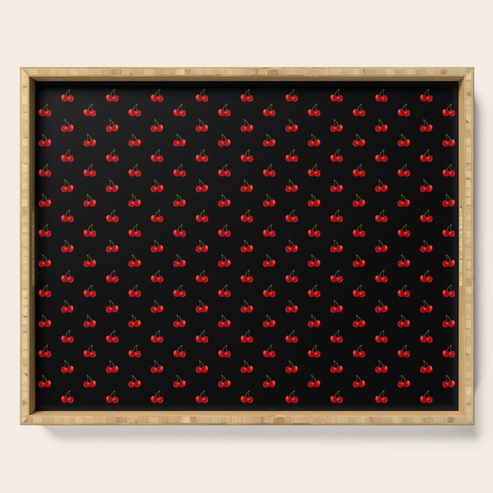 Y2K Cherries - Black Pattern Miniature Serving Tray Gallery Image 1
