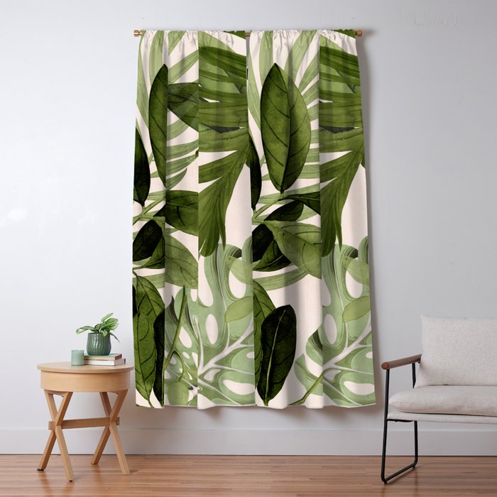 Abstract Art Tropical Leaves 100 Window Curtain Gallery Image 1
