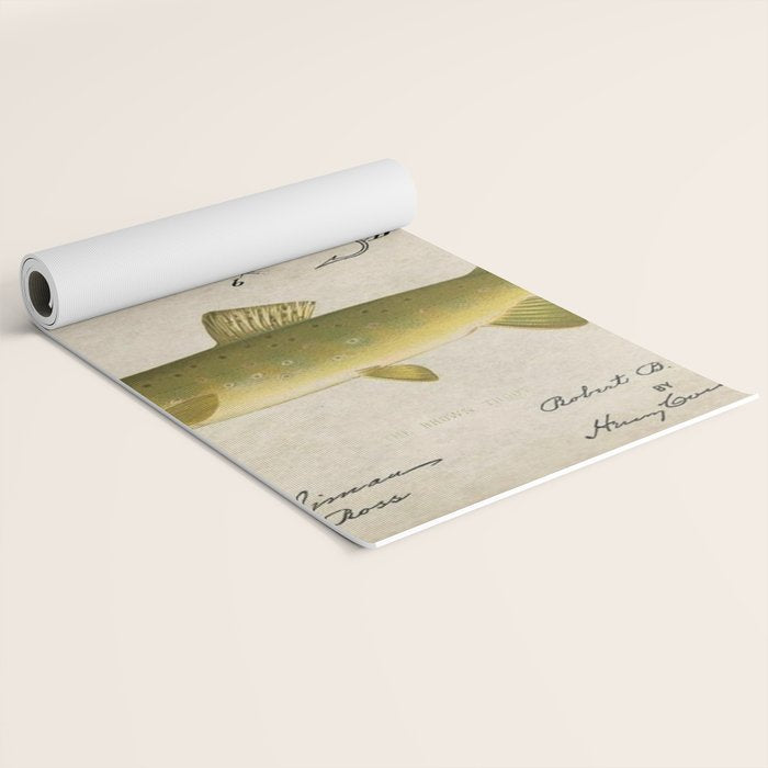 Vintage Brown Trout Fly Fishing Lure Patent Game Fish Identification Chart Yoga Mat Gallery Image 2