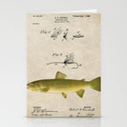 Vintage Brown Trout Fly Fishing Lure Patent Game Fish Identification Chart Stationery Card Gallery Image 2