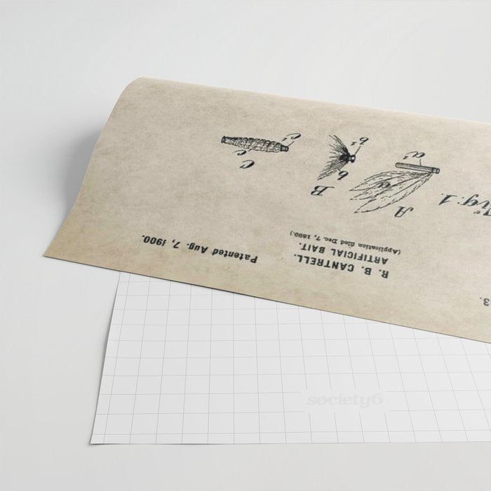 Vintage Brown Trout Fly Fishing Lure Patent Game Fish Identification Chart Wrapping Paper Gallery Image 2