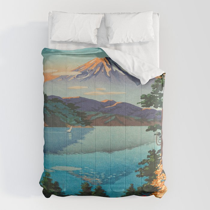 Tsuchiya Koitsu Vintage Japanese Woodblock Print Fall Autumn Mount Fuji Comforter Gallery Image 6