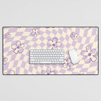 Purple Checker Flower Swirl Warp Desk Mat Gallery Image 1