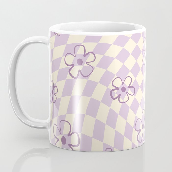 Purple Checker Flower Swirl Warp Coffee Mug Gallery Image 3