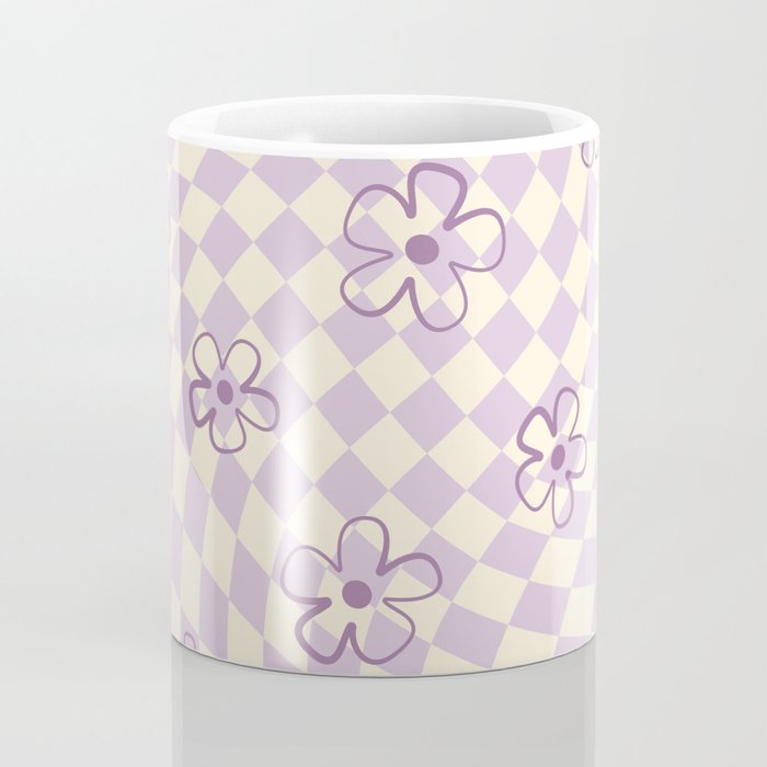 Purple Checker Flower Swirl Warp Coffee Mug Gallery Image 4
