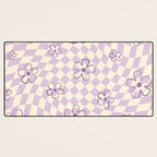 Purple Checker Flower Swirl Warp Desk Mat Gallery Image 3