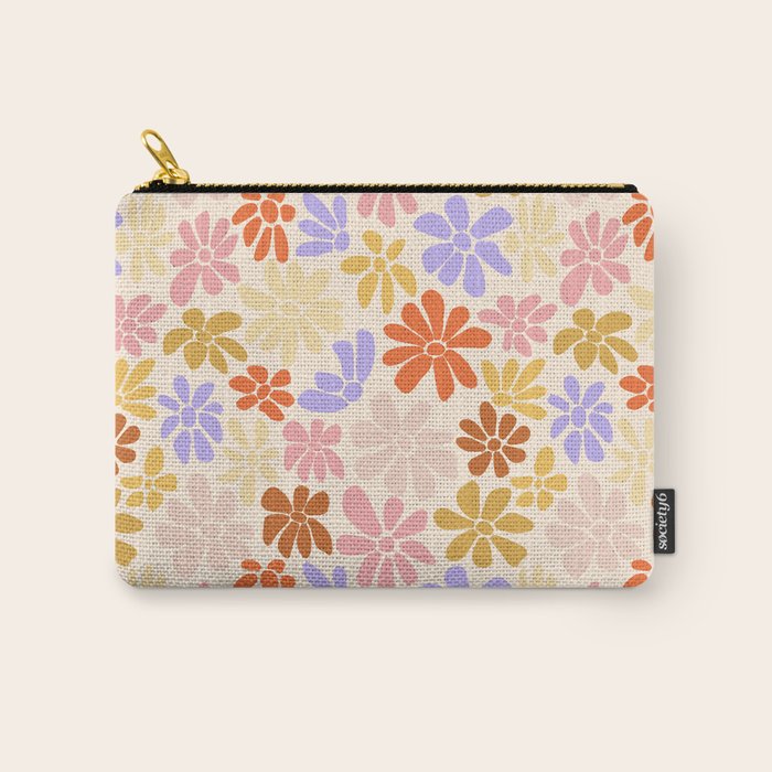 Retro Daisies - Rainbow Pastel Colors Carry All Pouch Gallery Image 1