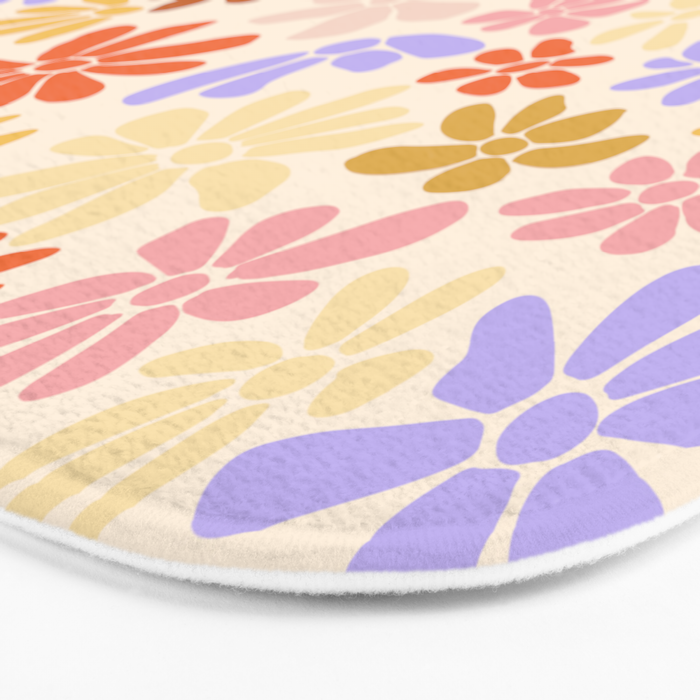 Retro Daisies - Rainbow Pastel Colors Bath Mat Gallery Image 3