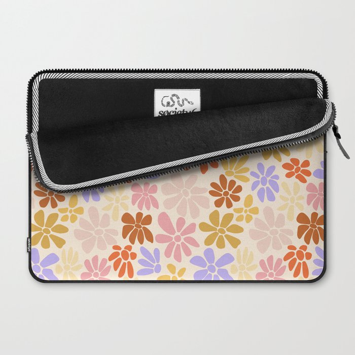 Retro Daisies - Rainbow Pastel Colors Laptop Sleeve Gallery Image 2
