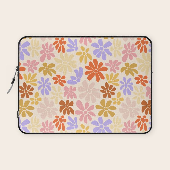Retro Daisies - Rainbow Pastel Colors Laptop Sleeve Gallery Image 1