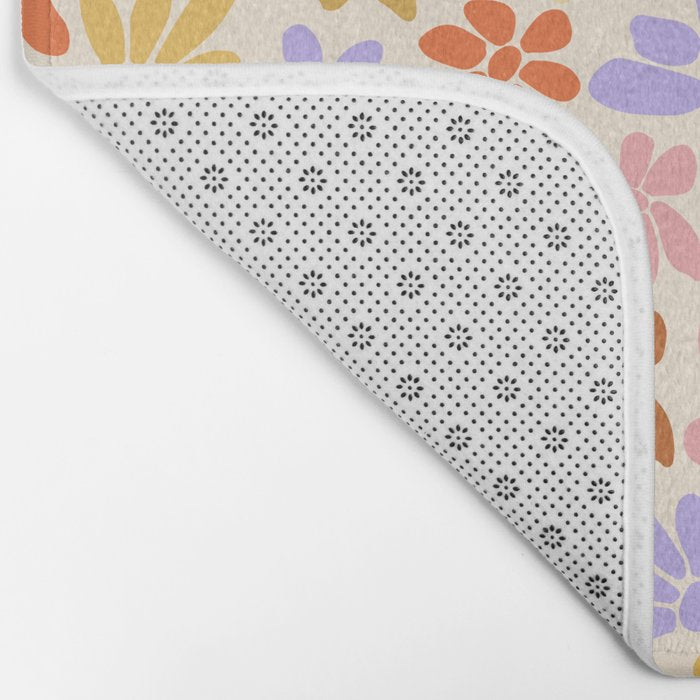 Retro Daisies - Rainbow Pastel Colors Bath Mat Gallery Image 2