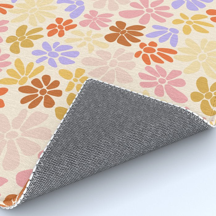 Retro Daisies - Rainbow Pastel Colors Rug Gallery Image 4