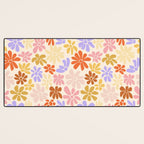 Retro Daisies - Rainbow Pastel Colors Desk Mat Gallery Image 3