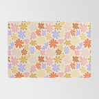Retro Daisies - Rainbow Pastel Colors Rug Gallery Image 2