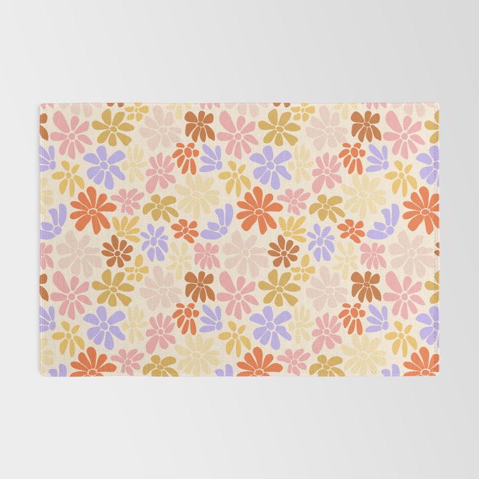 Retro Daisies - Rainbow Pastel Colors Rug Gallery Image 2