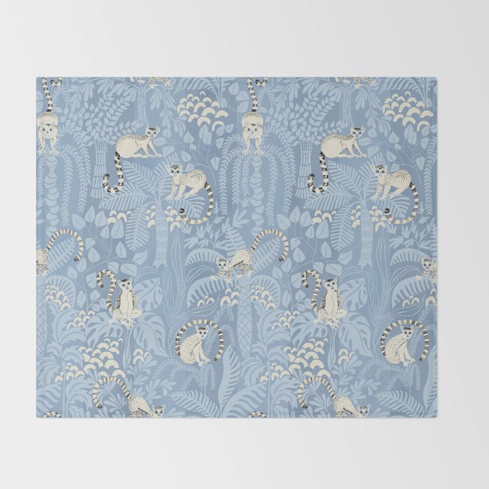 Jungle adventure sky blue Throw Blanket Gallery Image 2