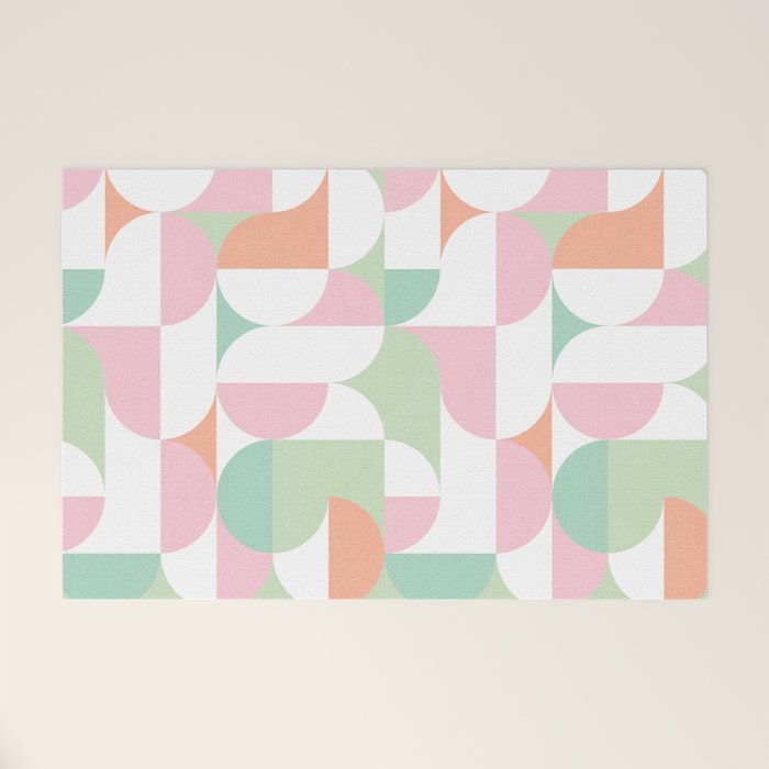 Mid-Mod geometric dots and shapes pattern - Pastel Candy Welcome Mat Gallery Image 1