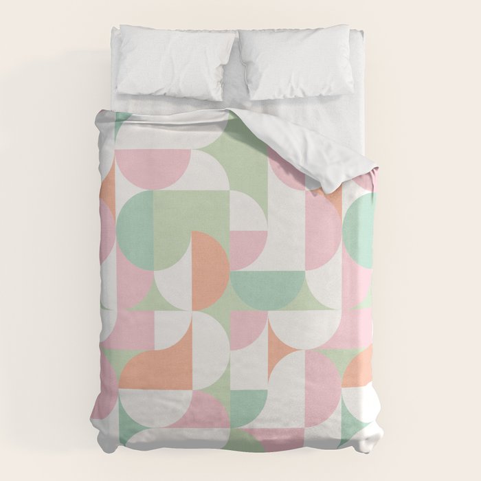 Mid-Mod geometric dots and shapes pattern - Pastel Candy Duvet Cover Gallery Image 1