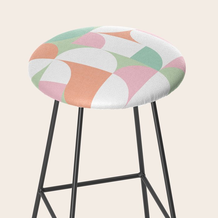 Mid-Mod geometric dots and shapes pattern - Pastel Candy Stool Gallery Image 2