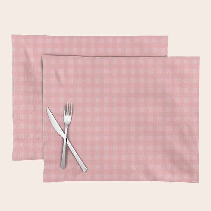 Gingham Check Pattern in Pretty Pastel Soft Pink Placemat Gallery Image 1