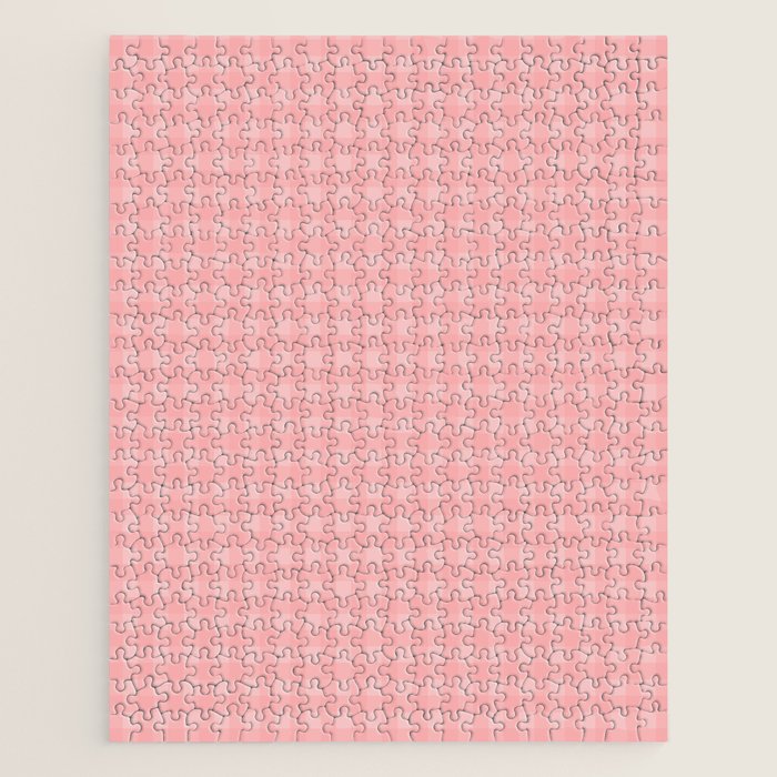 Gingham Check Pattern in Pretty Pastel Soft Pink Jigsaw Puzzle Gallery Image 1