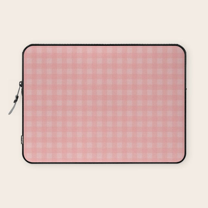 Gingham Check Pattern in Pretty Pastel Soft Pink Laptop Sleeve Gallery Image 1