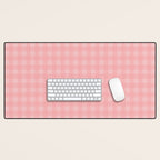 Gingham Check Pattern in Pretty Pastel Soft Pink Desk Mat Gallery Image 1