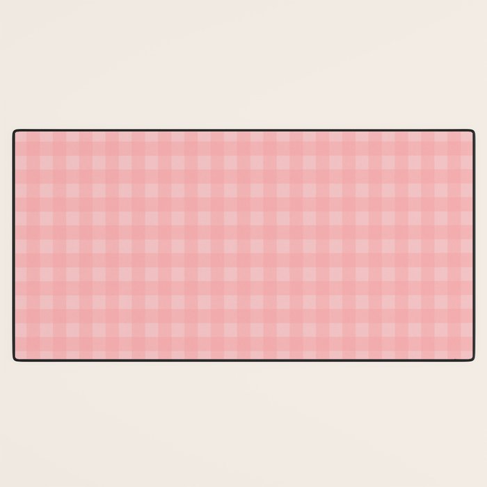Gingham Check Pattern in Pretty Pastel Soft Pink Desk Mat Gallery Image 3