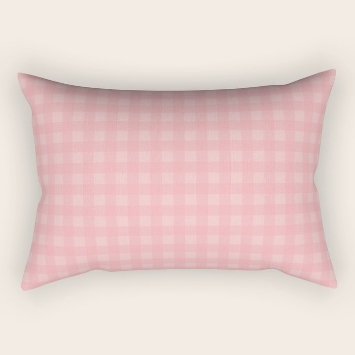 Gingham Check Pattern in Pretty Pastel Soft Pink Rectangular Pillow Gallery Image 2