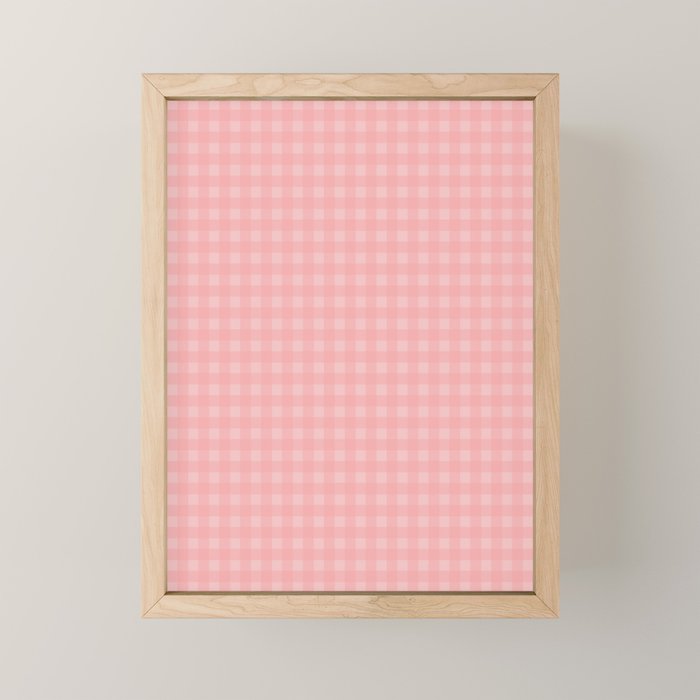 Gingham Check Pattern in Pretty Pastel Soft Pink Mini Art Print Gallery Image 1